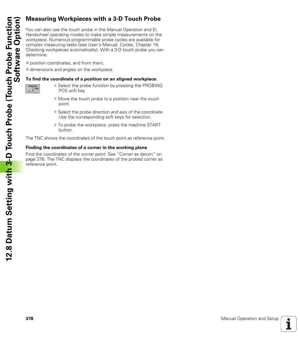 Measuring workpieces with a 3-d touch probe | HEIDENHAIN TNC 320 (340 55x-04) User Manual | Page 378 / 497