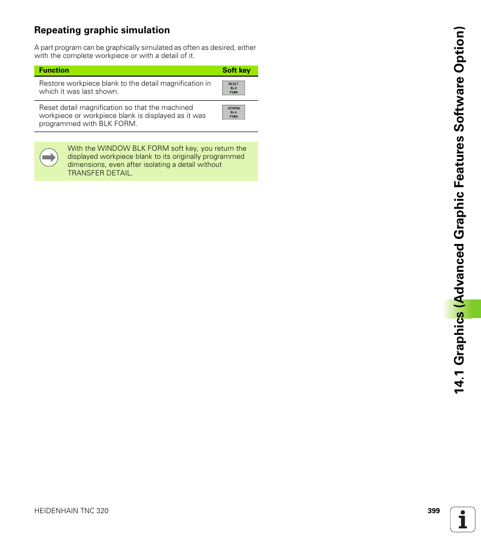 Repeating graphic simulation | HEIDENHAIN TNC 320 (340 55x-04) User Manual | Page 399 / 497