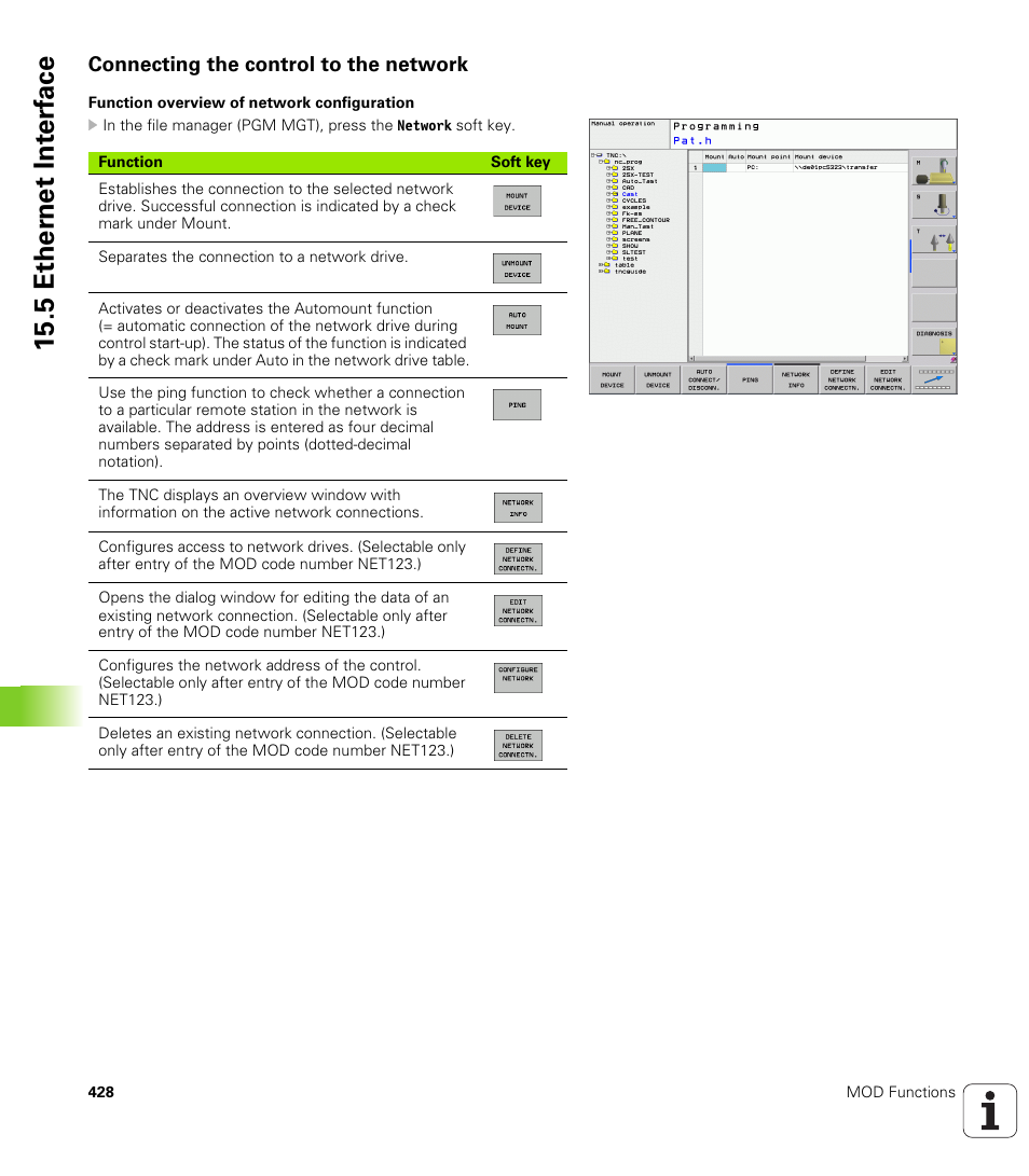 Connecting the control to the network, 5 ether n et int e rf ace | HEIDENHAIN TNC 320 (340 55x-04) User Manual | Page 428 / 497