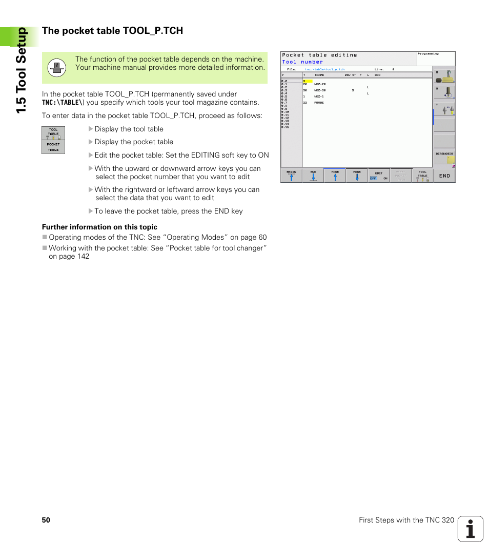 The pocket table tool_p.tch | HEIDENHAIN TNC 320 (340 55x-04) User Manual | Page 50 / 497
