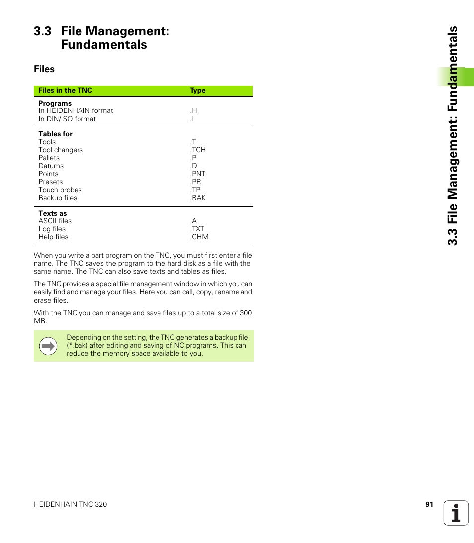 3 file management: fundamentals, Files | HEIDENHAIN TNC 320 (340 55x-04) User Manual | Page 91 / 497