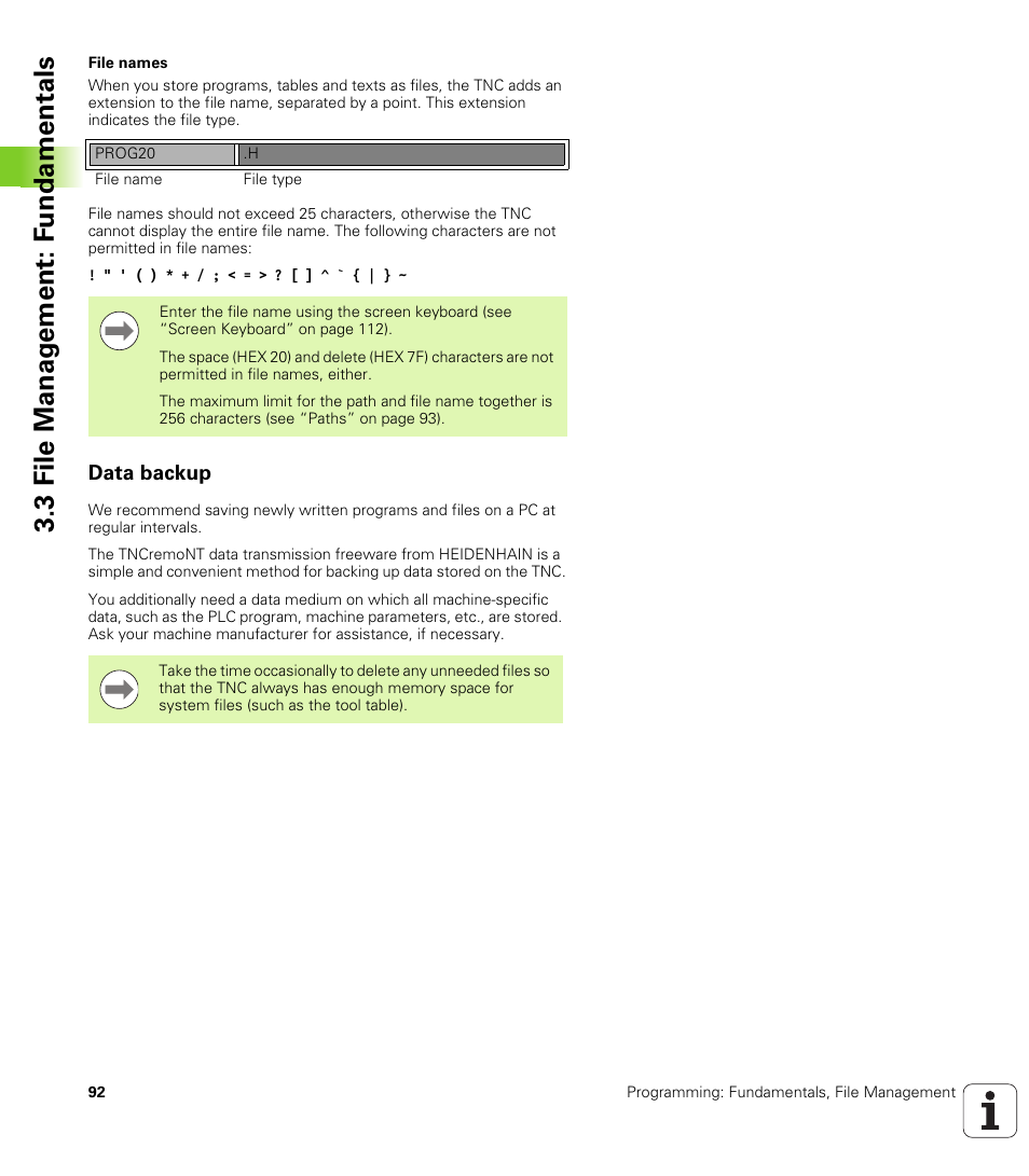 Data backup, 3 file manag e ment: f undamentals | HEIDENHAIN TNC 320 (340 55x-04) User Manual | Page 92 / 497