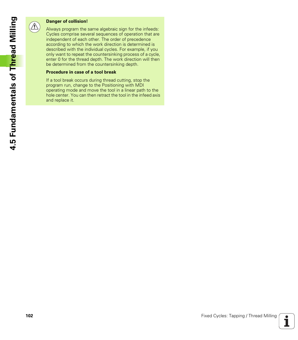 5 f undamentals of thr ead milling | HEIDENHAIN TNC 320 (340 55x-04) Cycle programming User Manual | Page 102 / 437