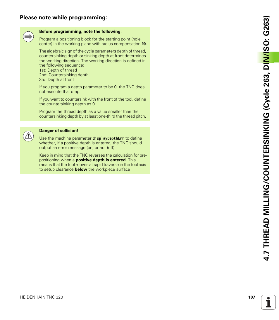 Please note while programming | HEIDENHAIN TNC 320 (340 55x-04) Cycle programming User Manual | Page 107 / 437