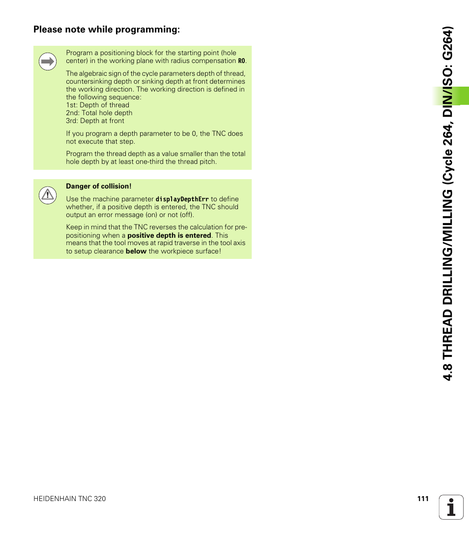 Please note while programming | HEIDENHAIN TNC 320 (340 55x-04) Cycle programming User Manual | Page 111 / 437