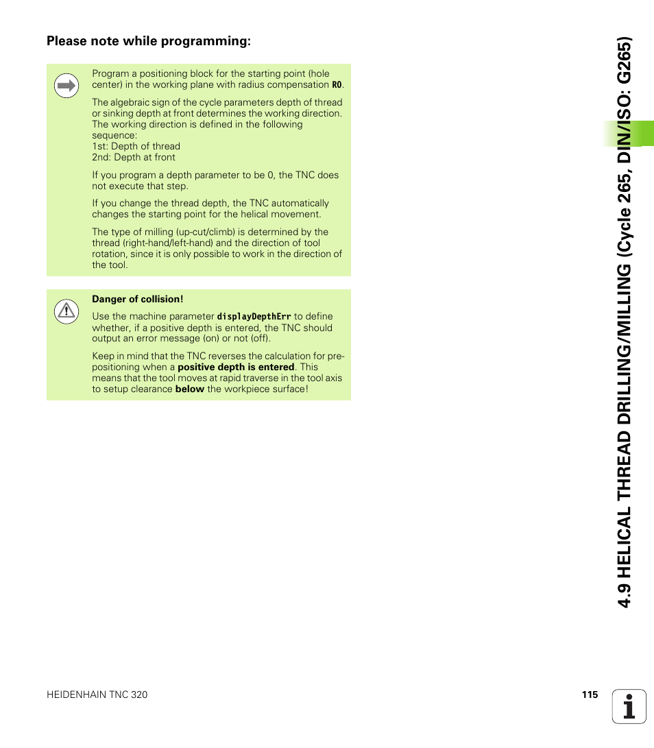 Please note while programming | HEIDENHAIN TNC 320 (340 55x-04) Cycle programming User Manual | Page 115 / 437