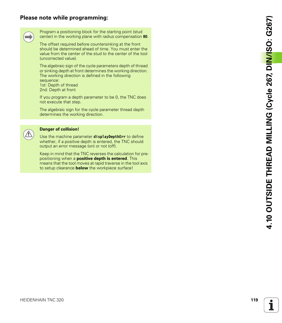 Please note while programming | HEIDENHAIN TNC 320 (340 55x-04) Cycle programming User Manual | Page 119 / 437