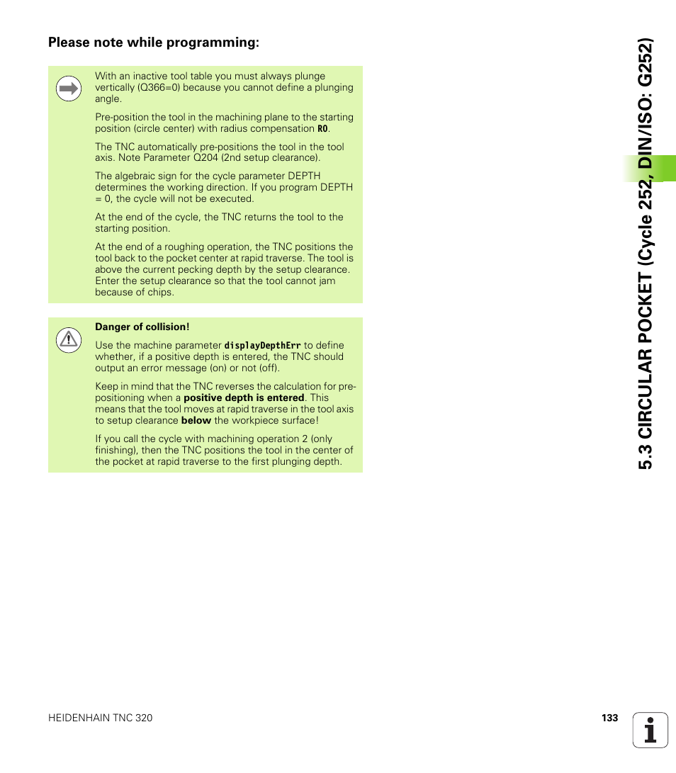 Please note while programming | HEIDENHAIN TNC 320 (340 55x-04) Cycle programming User Manual | Page 133 / 437