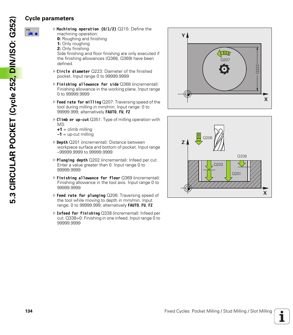 Cycle parameters | HEIDENHAIN TNC 320 (340 55x-04) Cycle programming User Manual | Page 134 / 437