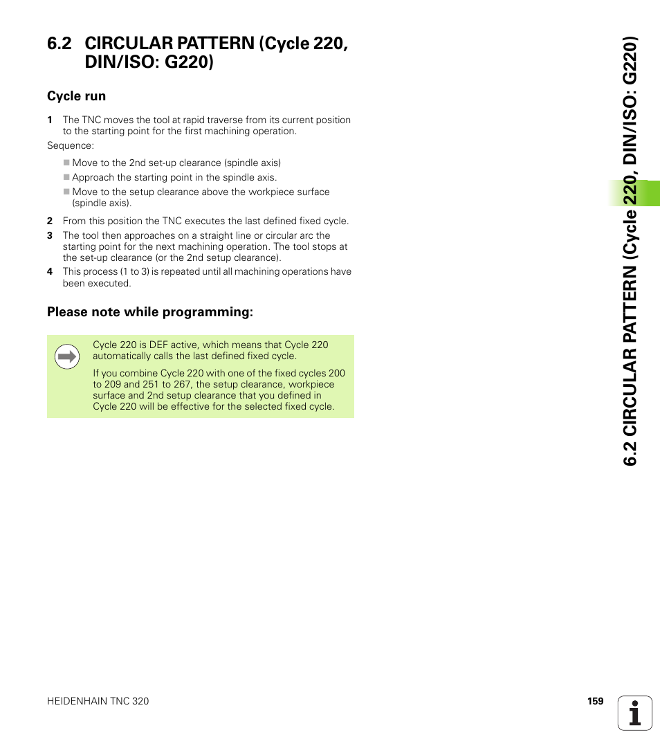 2 circular pattern (cycle 220, din/iso: g220), Cycle run, Please note while programming | HEIDENHAIN TNC 320 (340 55x-04) Cycle programming User Manual | Page 159 / 437