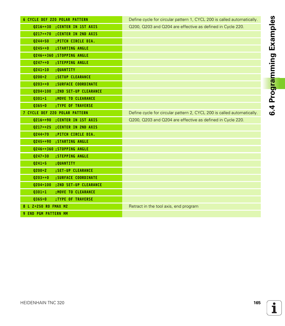 4 pr ogr amming examples | HEIDENHAIN TNC 320 (340 55x-04) Cycle programming User Manual | Page 165 / 437