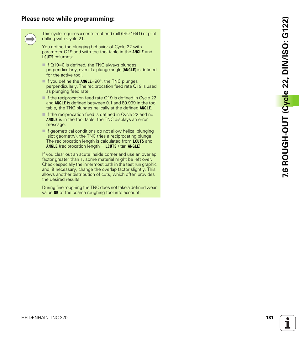 Please note while programming | HEIDENHAIN TNC 320 (340 55x-04) Cycle programming User Manual | Page 181 / 437