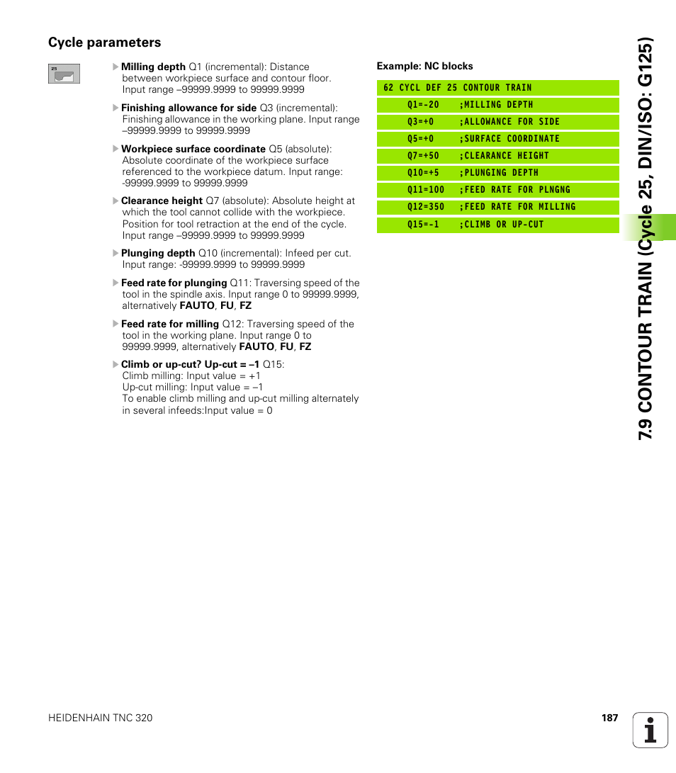 Cycle parameters | HEIDENHAIN TNC 320 (340 55x-04) Cycle programming User Manual | Page 187 / 437