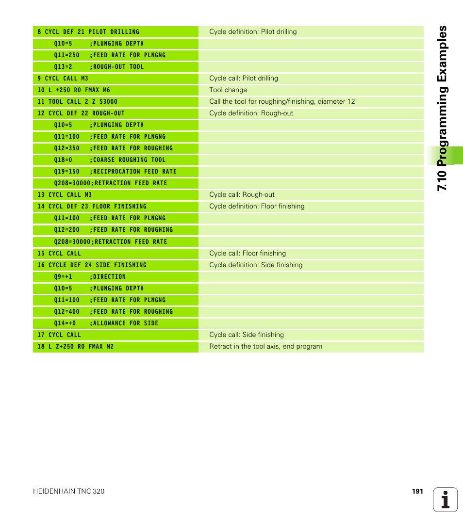 1 0 pr ogr amming examples | HEIDENHAIN TNC 320 (340 55x-04) Cycle programming User Manual | Page 191 / 437