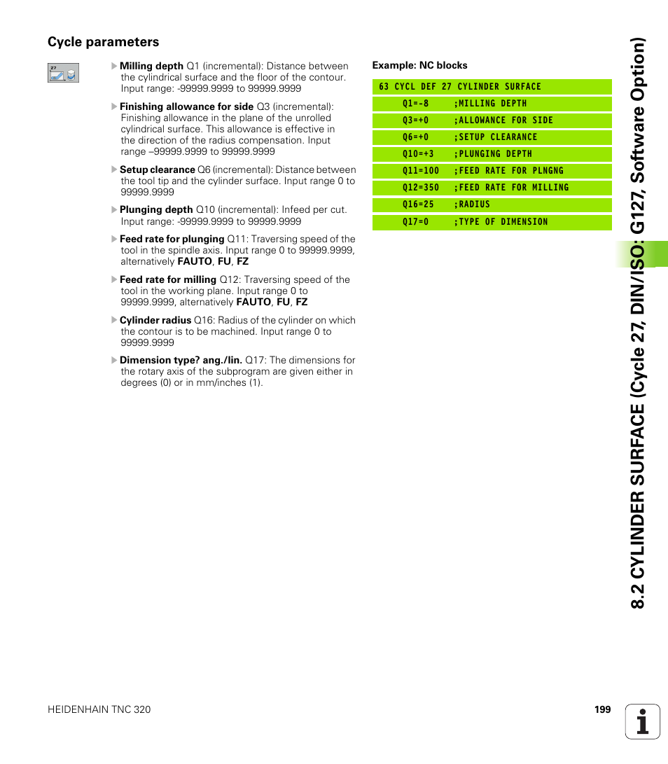 Cycle parameters | HEIDENHAIN TNC 320 (340 55x-04) Cycle programming User Manual | Page 199 / 437