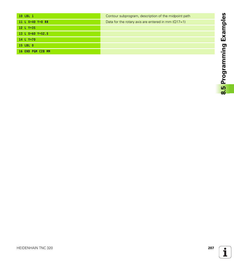 5 pr ogr amming examples | HEIDENHAIN TNC 320 (340 55x-04) Cycle programming User Manual | Page 207 / 437