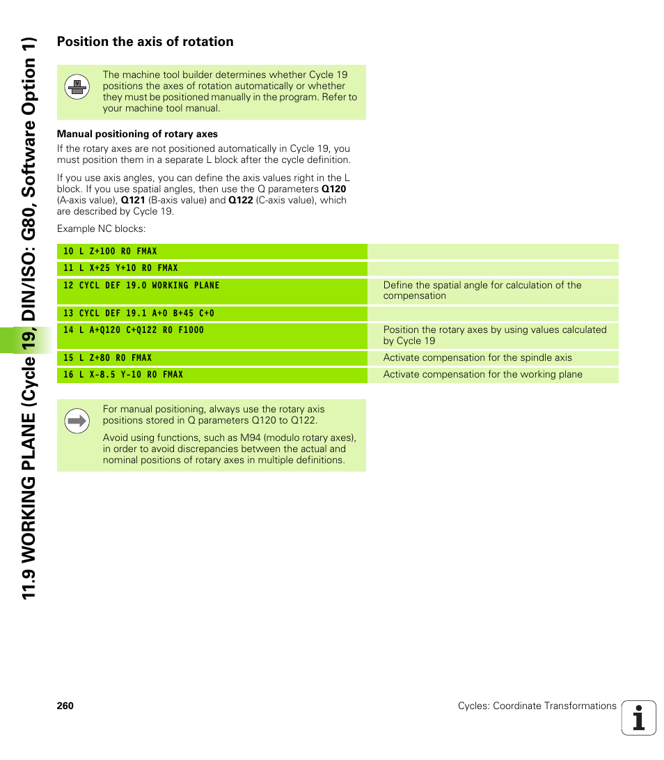 Position the axis of rotation | HEIDENHAIN TNC 320 (340 55x-04) Cycle programming User Manual | Page 260 / 437