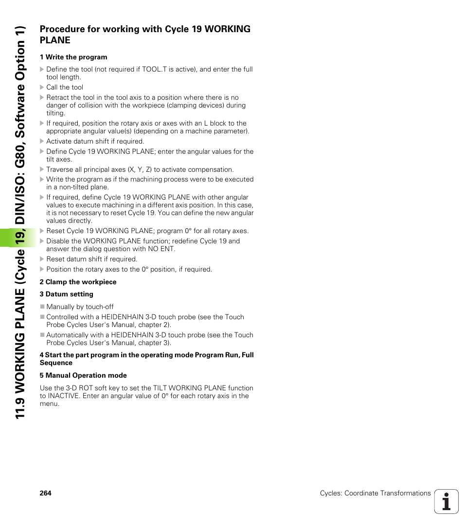 Procedure for working with cycle 19 working plane | HEIDENHAIN TNC 320 (340 55x-04) Cycle programming User Manual | Page 264 / 437