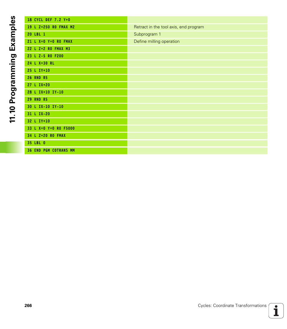 1 0 pr ogr amming examples | HEIDENHAIN TNC 320 (340 55x-04) Cycle programming User Manual | Page 266 / 437