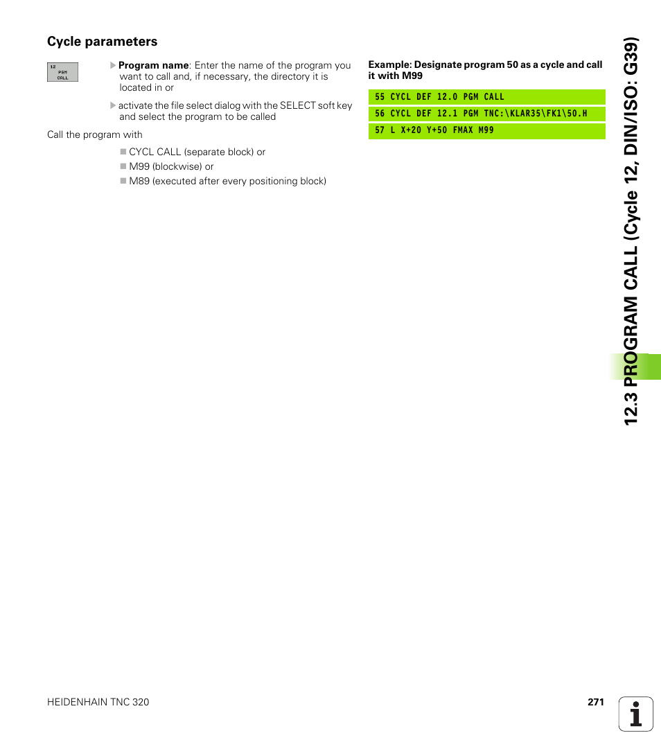 Cycle parameters | HEIDENHAIN TNC 320 (340 55x-04) Cycle programming User Manual | Page 271 / 437