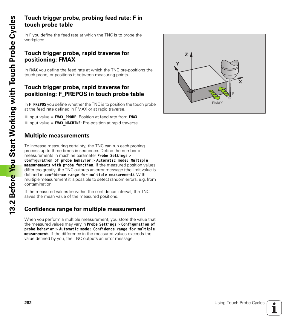 Multiple measurements, Confidence range for multiple measurement | HEIDENHAIN TNC 320 (340 55x-04) Cycle programming User Manual | Page 282 / 437