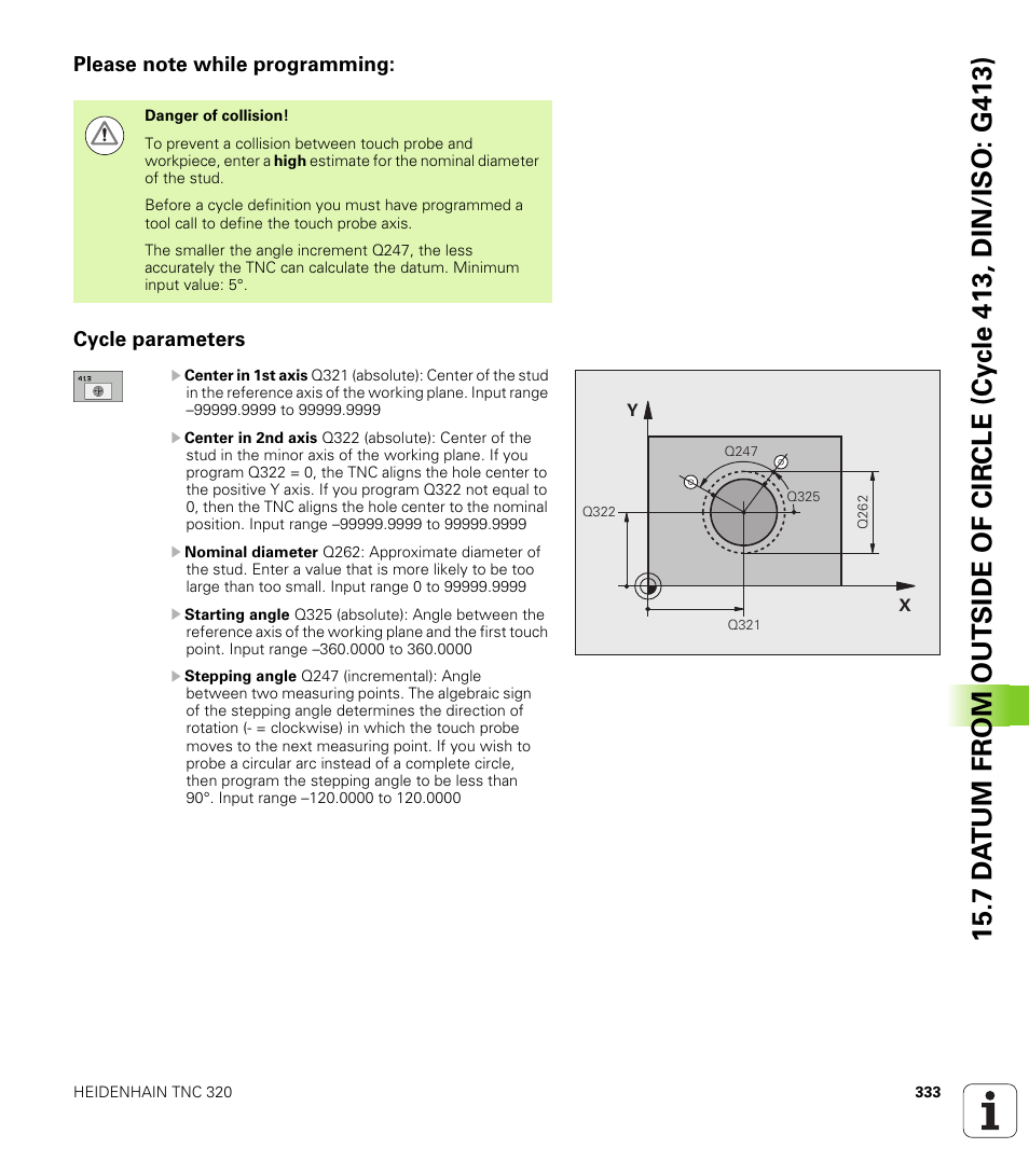 Please note while programming, Cycle parameters | HEIDENHAIN TNC 320 (340 55x-04) Cycle programming User Manual | Page 333 / 437