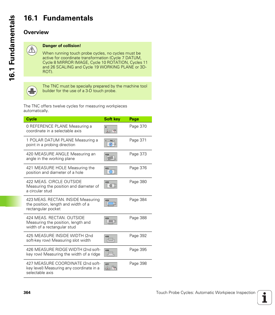 1 fundamentals, Overview, 1 f undamentals 16.1 fundamentals | HEIDENHAIN TNC 320 (340 55x-04) Cycle programming User Manual | Page 364 / 437
