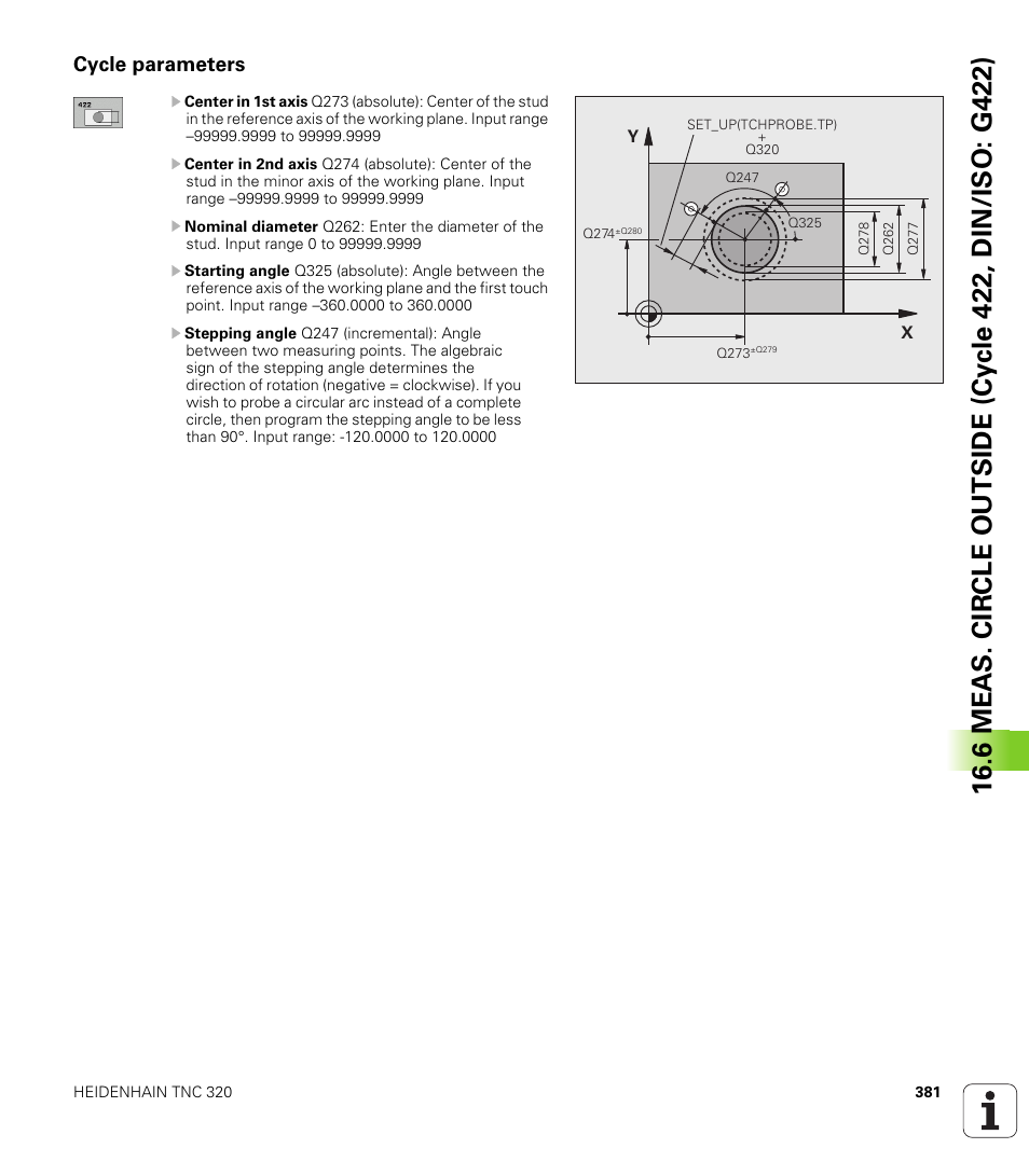 Cycle parameters | HEIDENHAIN TNC 320 (340 55x-04) Cycle programming User Manual | Page 381 / 437