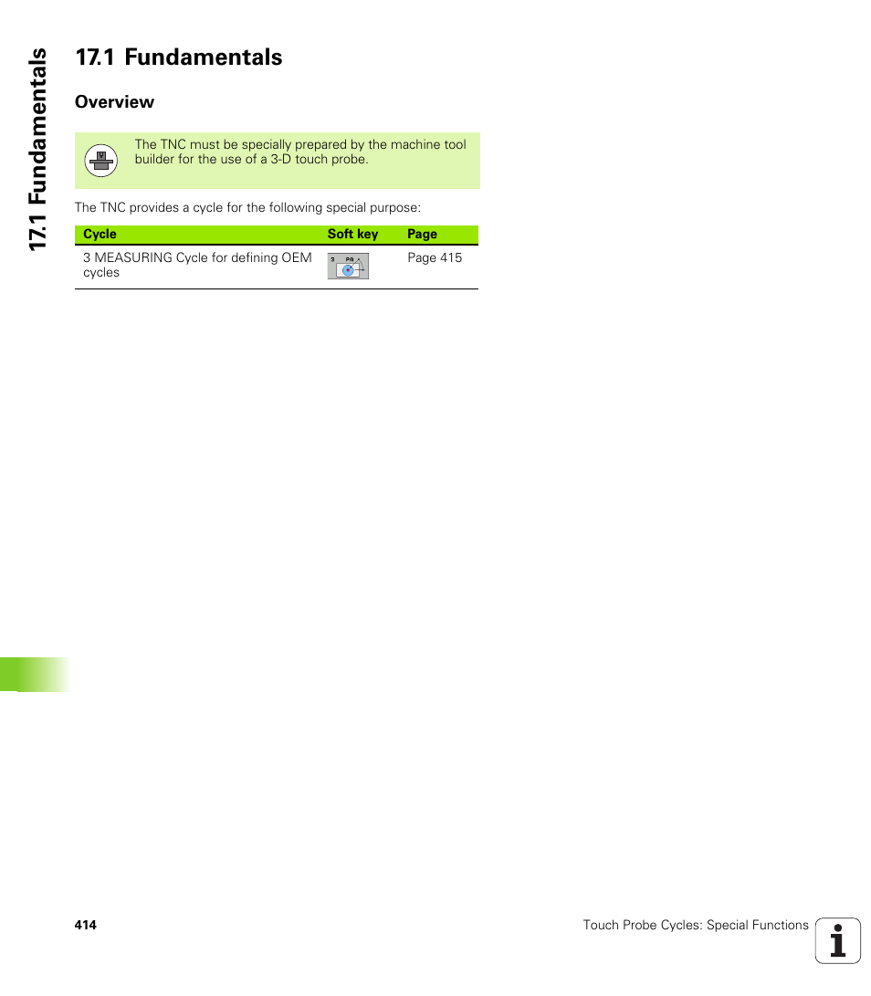 1 fundamentals, Overview, 1 f undamentals 17.1 fundamentals | HEIDENHAIN TNC 320 (340 55x-04) Cycle programming User Manual | Page 414 / 437