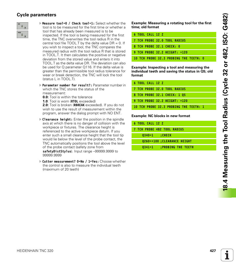 Cycle parameters | HEIDENHAIN TNC 320 (340 55x-04) Cycle programming User Manual | Page 427 / 437