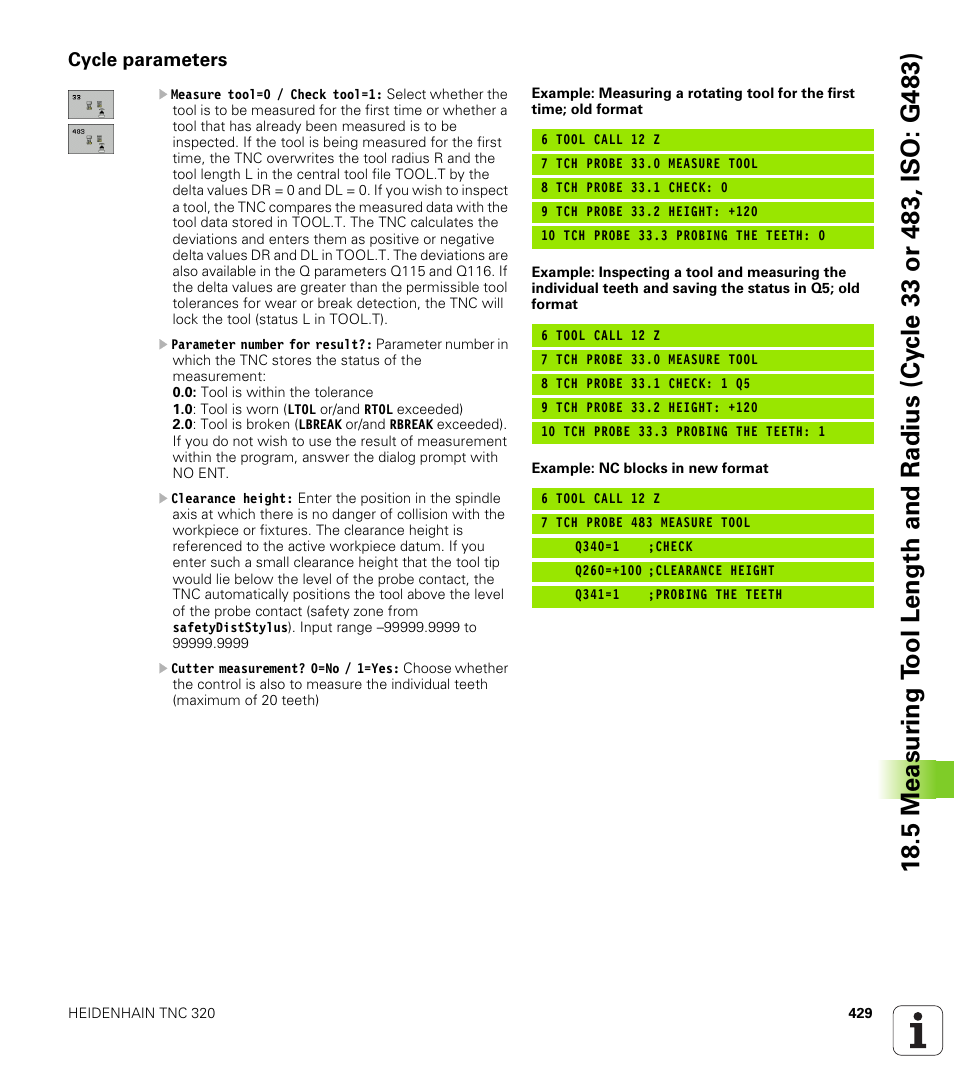 Cycle parameters | HEIDENHAIN TNC 320 (340 55x-04) Cycle programming User Manual | Page 429 / 437