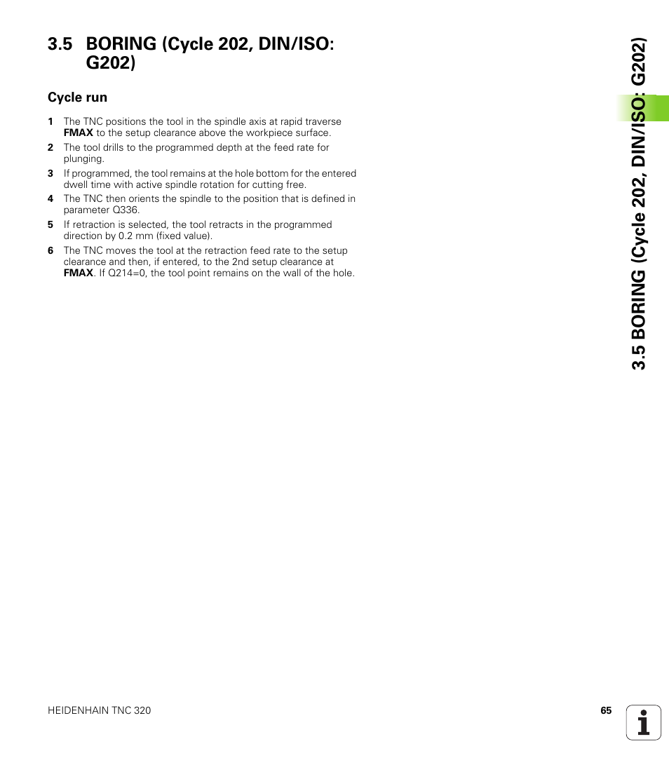 5 boring (cycle 202, din/iso: g202), Cycle run | HEIDENHAIN TNC 320 (340 55x-04) Cycle programming User Manual | Page 65 / 437