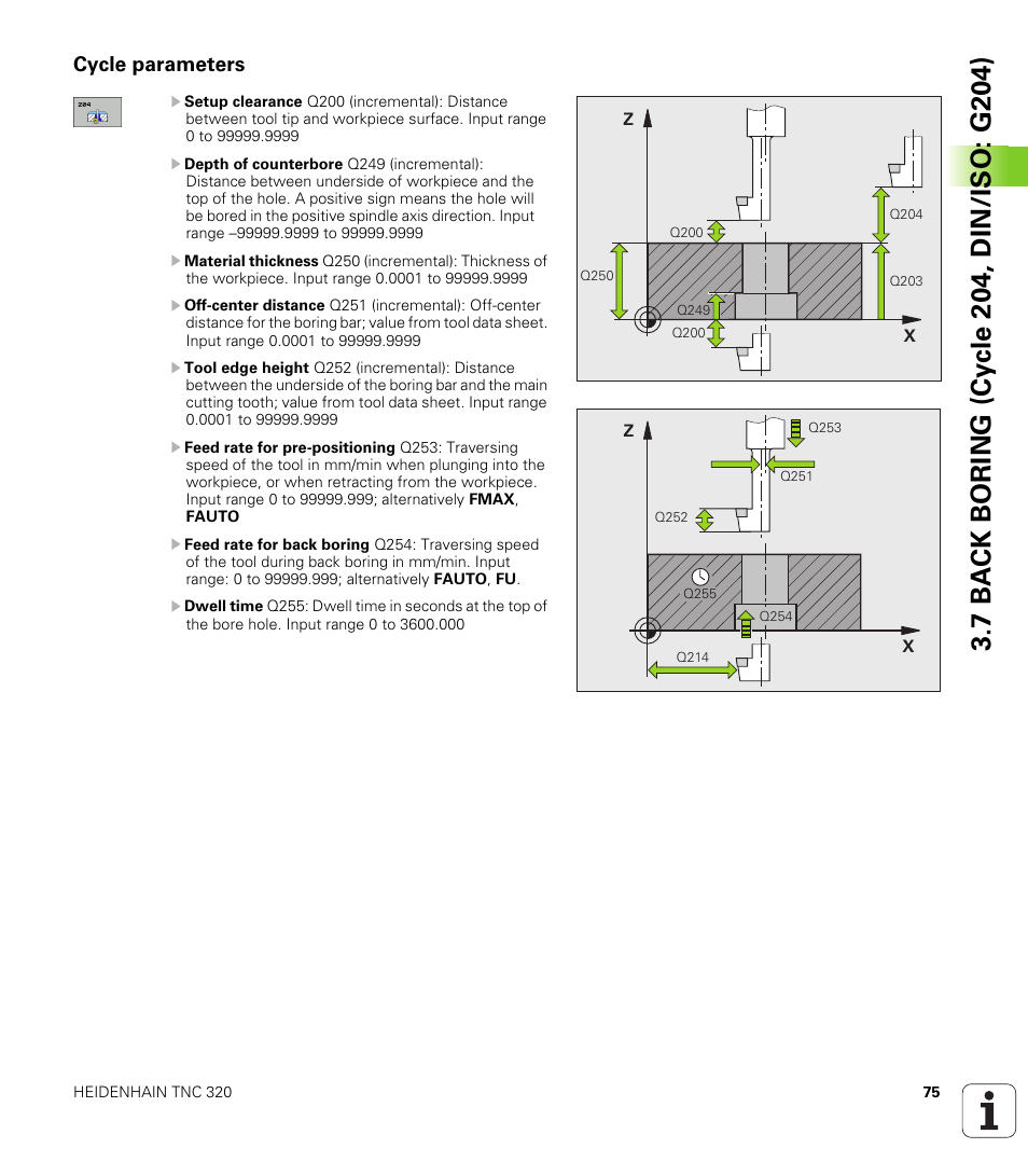 Cycle parameters | HEIDENHAIN TNC 320 (340 55x-04) Cycle programming User Manual | Page 75 / 437