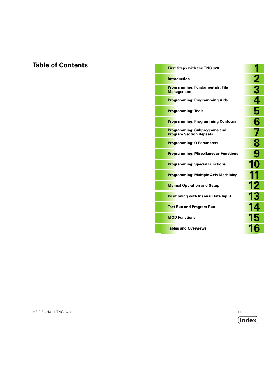 HEIDENHAIN TNC 320 (340 55x-04) ISO programming User Manual | Page 11 / 461