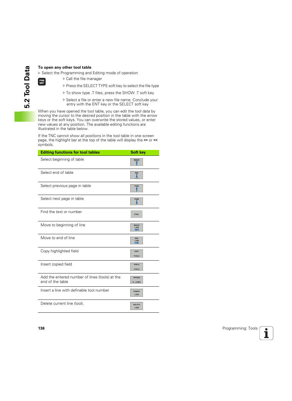 2 t ool d a ta | HEIDENHAIN TNC 320 (340 55x-04) ISO programming User Manual | Page 136 / 461