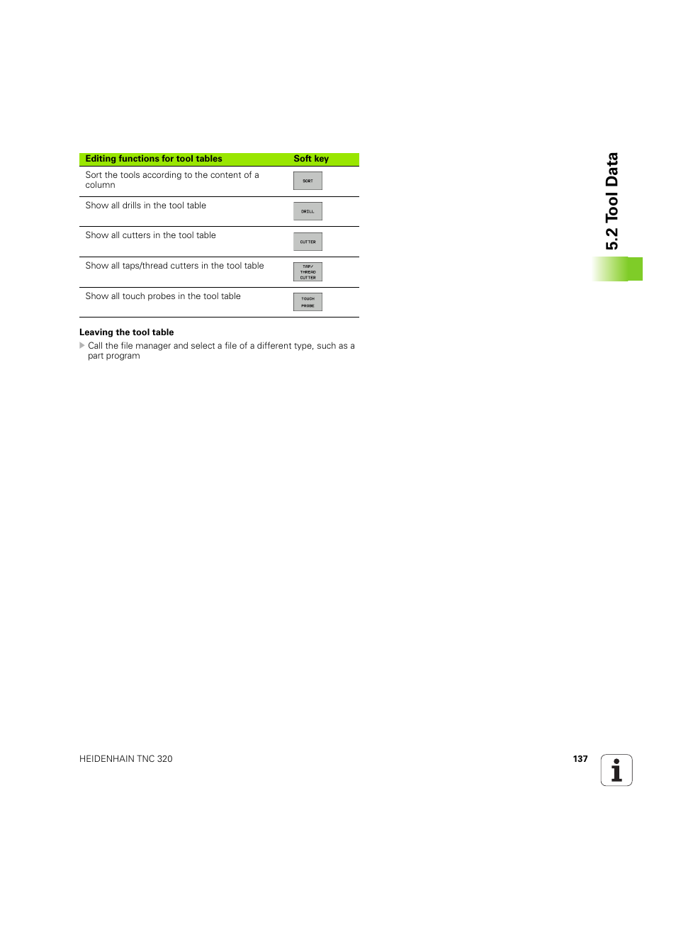 2 t ool d a ta | HEIDENHAIN TNC 320 (340 55x-04) ISO programming User Manual | Page 137 / 461