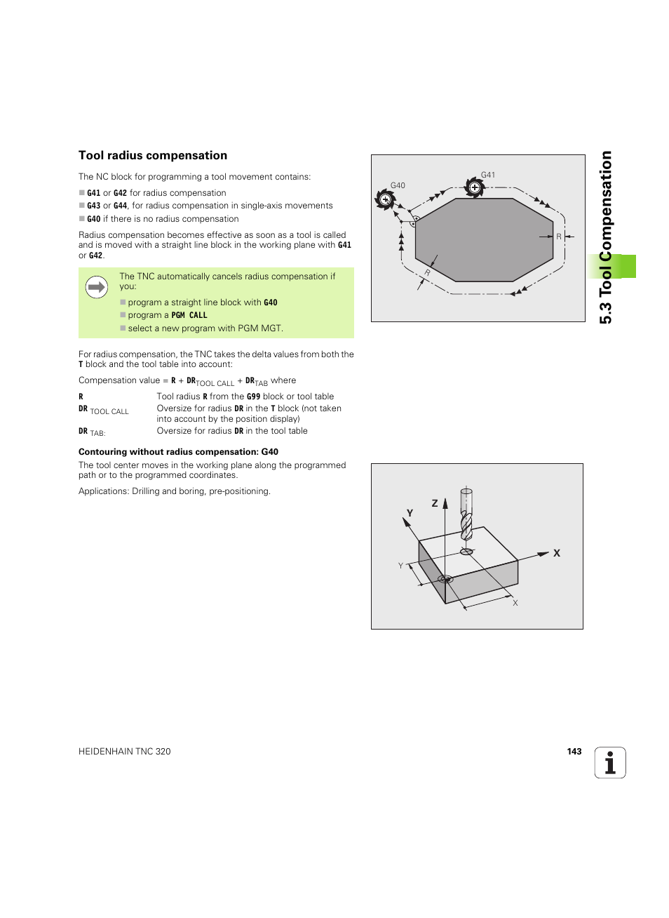Tool radius compensation, 3 t ool compensation | HEIDENHAIN TNC 320 (340 55x-04) ISO programming User Manual | Page 143 / 461