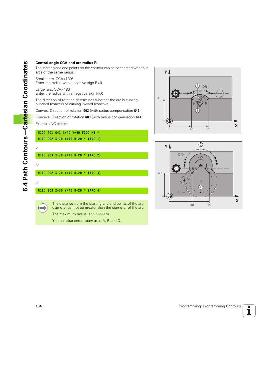 4 p a th cont ours—car te sian coor dinat e s | HEIDENHAIN TNC 320 (340 55x-04) ISO programming User Manual | Page 164 / 461