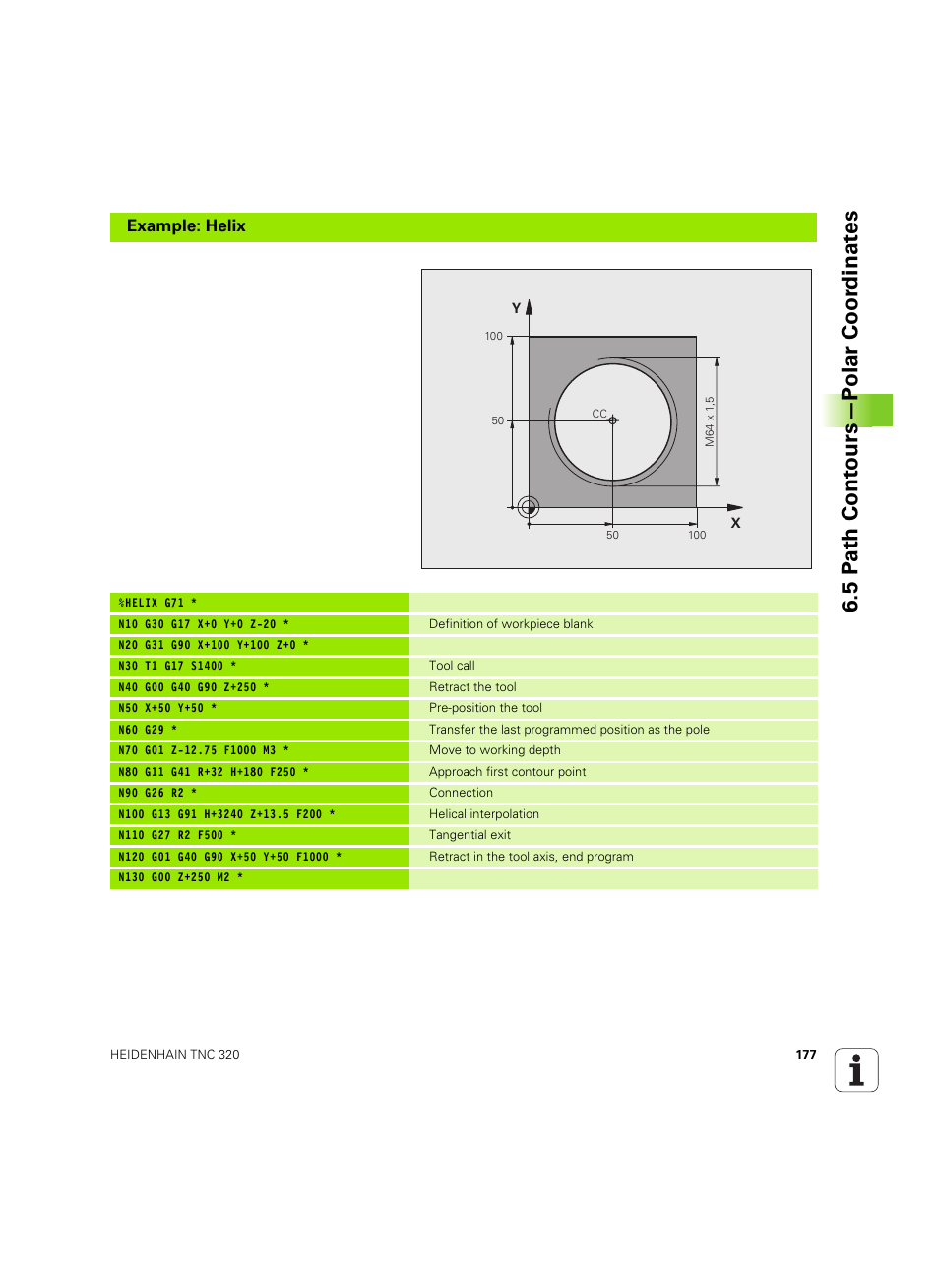 5 p a th cont ours—p o lar coor dinat e s | HEIDENHAIN TNC 320 (340 55x-04) ISO programming User Manual | Page 177 / 461