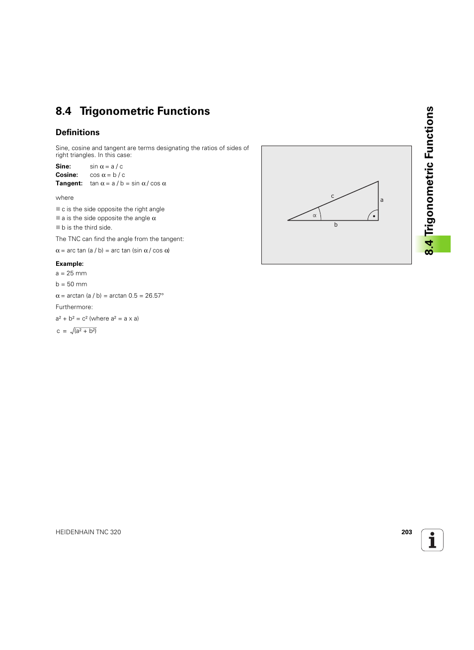 4 trigonometric functions, Definitions | HEIDENHAIN TNC 320 (340 55x-04) ISO programming User Manual | Page 203 / 461