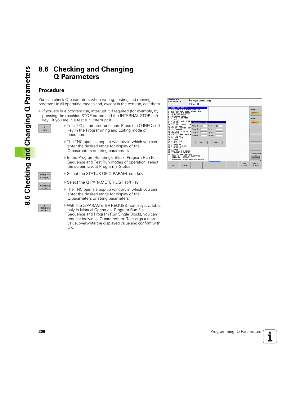 6 checking and changing q parameters, Procedure | HEIDENHAIN TNC 320 (340 55x-04) ISO programming User Manual | Page 206 / 461