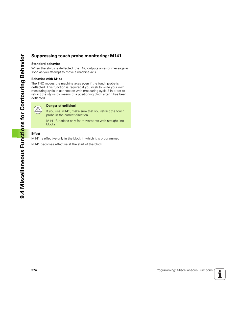 Suppressing touch probe monitoring: m141 | HEIDENHAIN TNC 320 (340 55x-04) ISO programming User Manual | Page 274 / 461