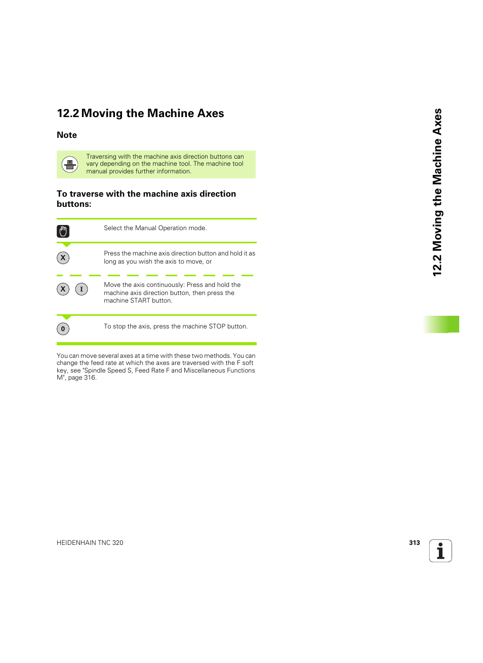 2 moving the machine axes, Note | HEIDENHAIN TNC 320 (340 55x-04) ISO programming User Manual | Page 313 / 461