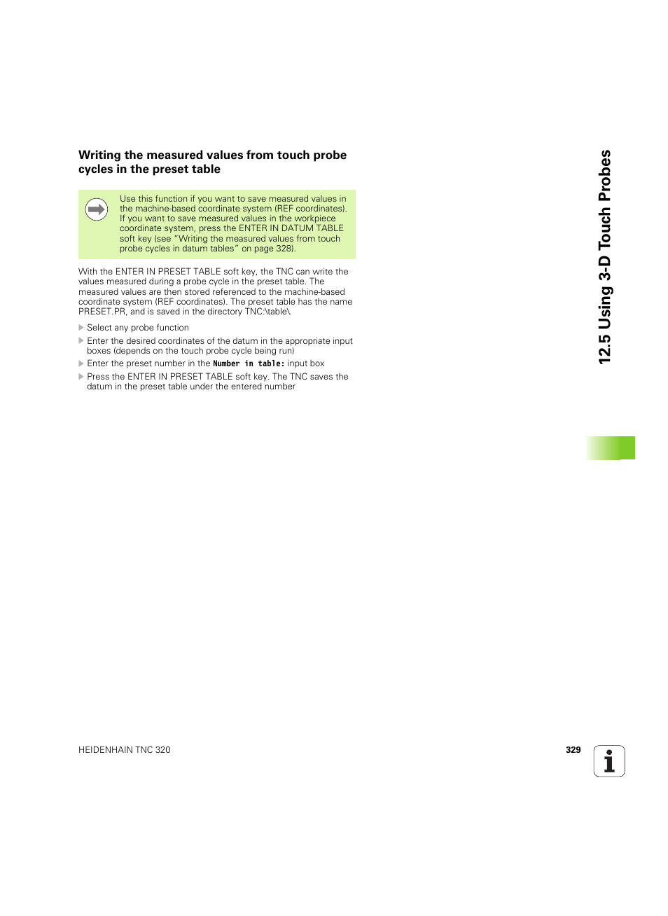 5 using 3-d t ouc h pr obes | HEIDENHAIN TNC 320 (340 55x-04) ISO programming User Manual | Page 329 / 461