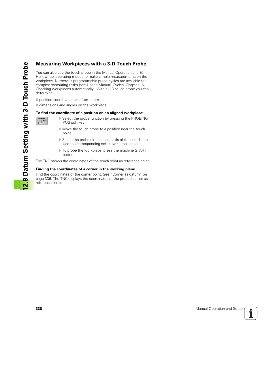 Measuring workpieces with a 3-d touch probe, 8 d a tu m set ting with 3-d t o uc h pr obe | HEIDENHAIN TNC 320 (340 55x-04) ISO programming User Manual | Page 338 / 461