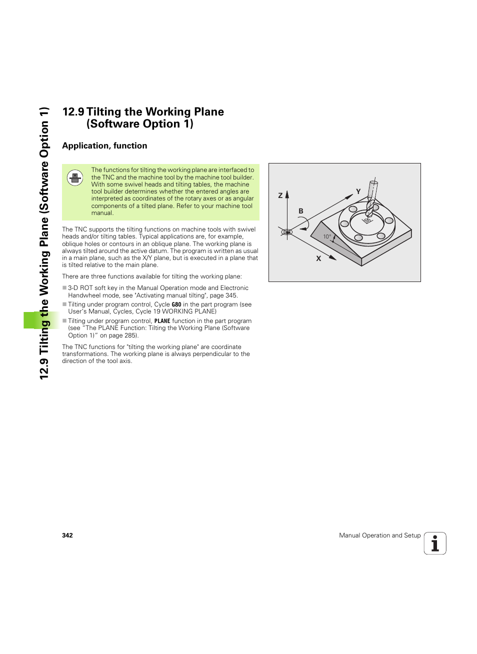 9 tilting the working plane (software option 1), Application, function | HEIDENHAIN TNC 320 (340 55x-04) ISO programming User Manual | Page 342 / 461