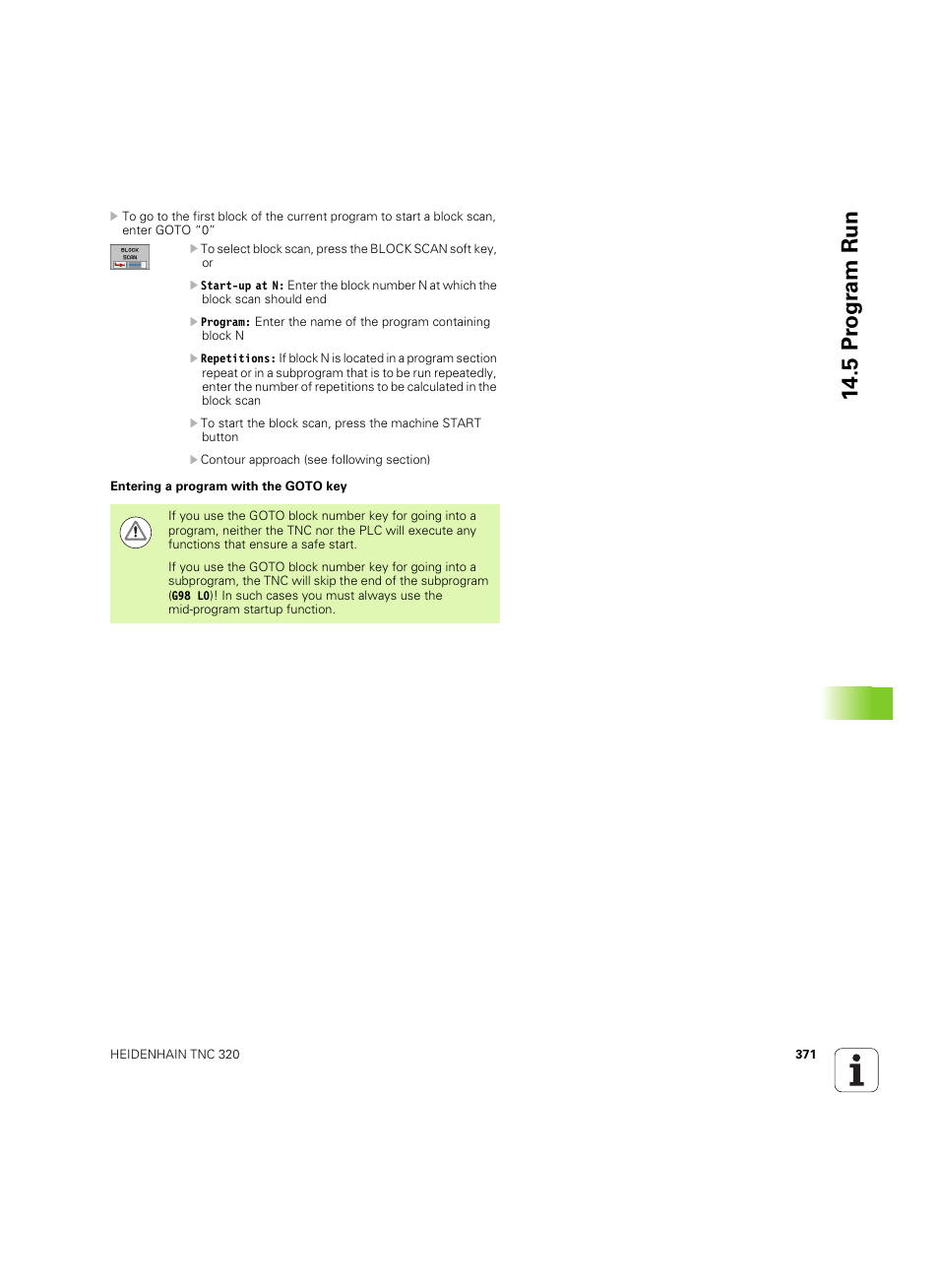 5 pr ogr am run | HEIDENHAIN TNC 320 (340 55x-04) ISO programming User Manual | Page 371 / 461