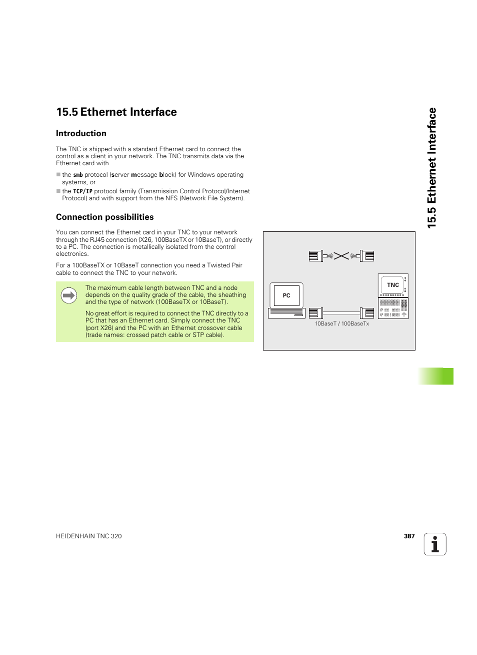 5 ethernet interface, Introduction, Connection possibilities | 5 ether n et int e rf ace 15.5 ethernet interface | HEIDENHAIN TNC 320 (340 55x-04) ISO programming User Manual | Page 387 / 461