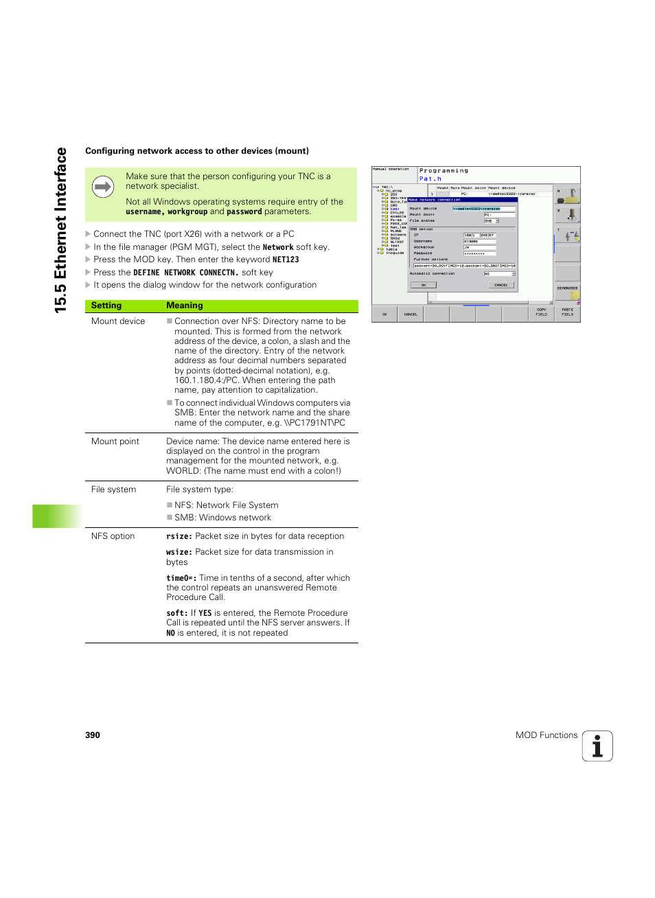 5 ether n et int e rf ace | HEIDENHAIN TNC 320 (340 55x-04) ISO programming User Manual | Page 390 / 461