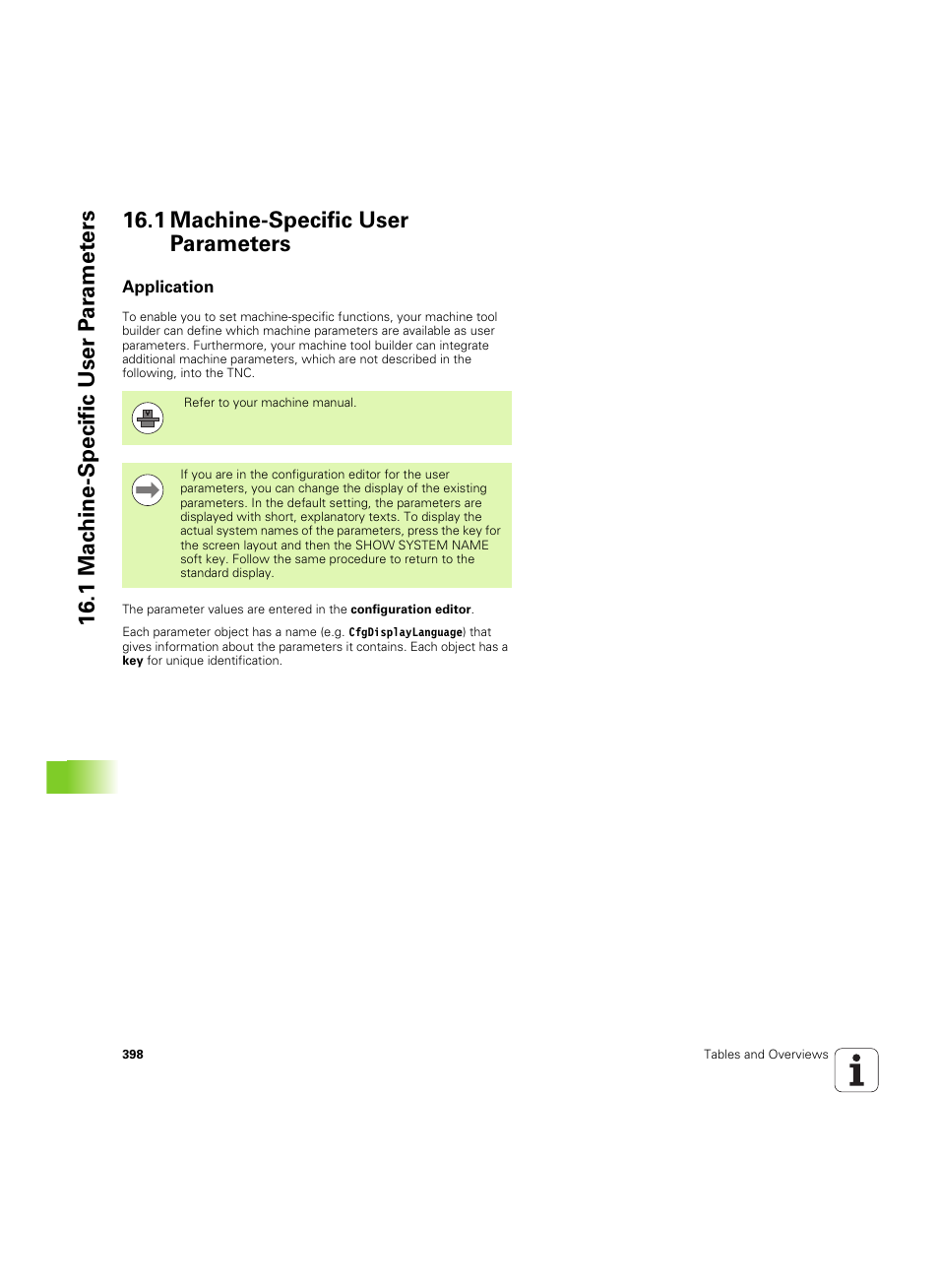 1 machine-specific user parameters, Application | HEIDENHAIN TNC 320 (340 55x-04) ISO programming User Manual | Page 398 / 461